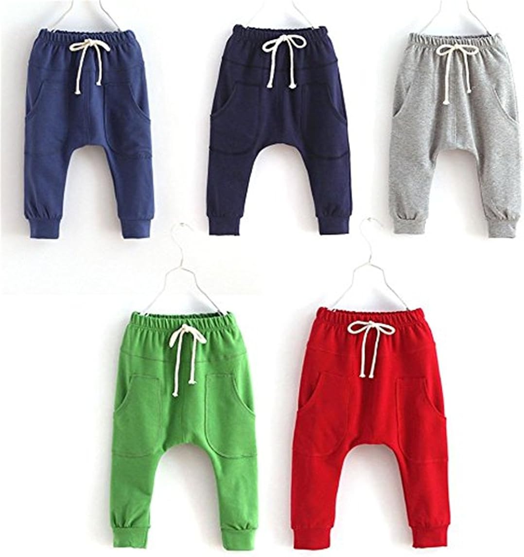 REWANGOING 2 Pack of Little Baby Boys Girls Cotton Hiphop Harem Pants Infant Sport Jogger: Clothing