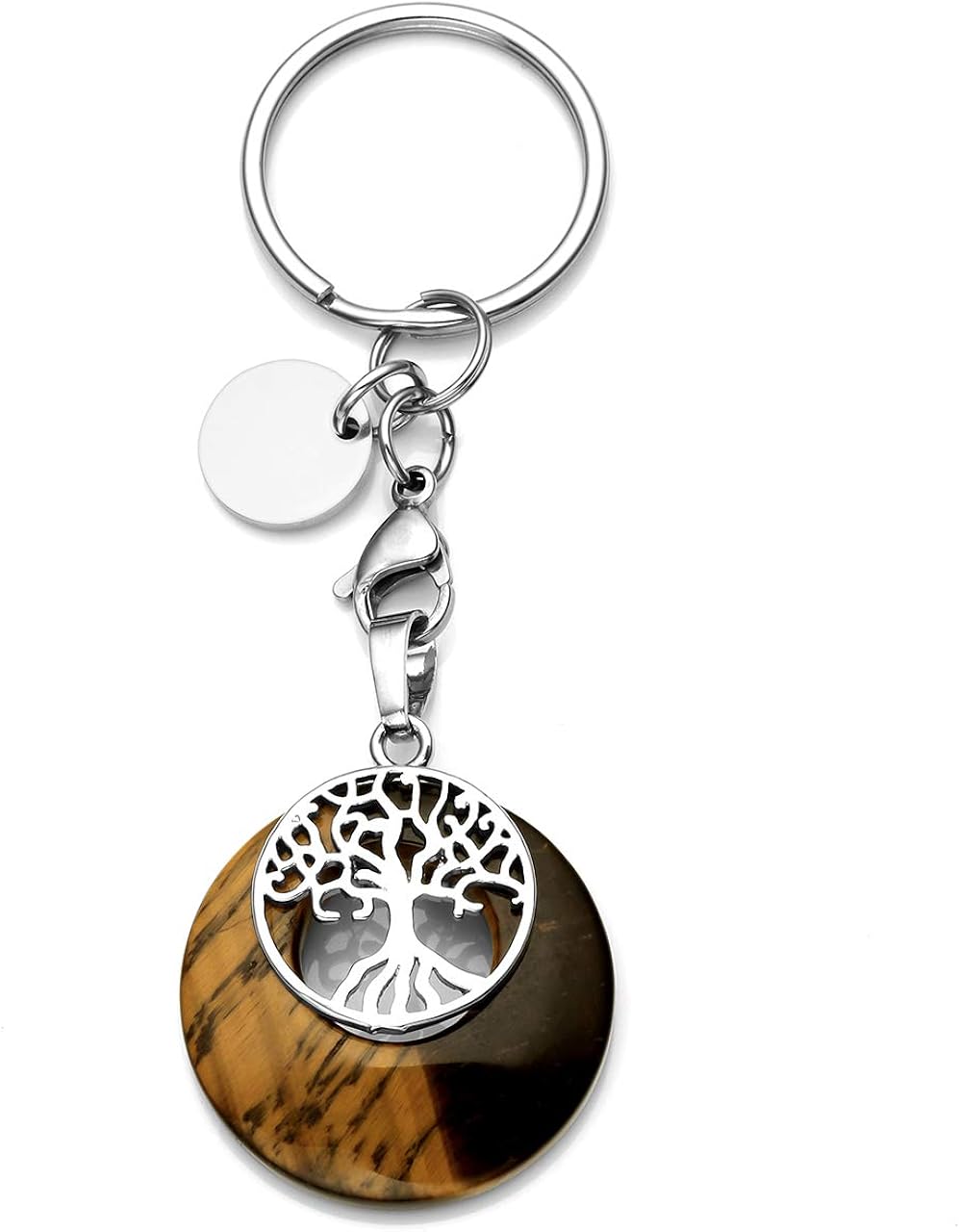 Jovivi Edelstein Lebensbaum Schlüsselanhänger Silber Baum des Lebens Anhänger Schlüsselring Energietherapie Healing Keychain