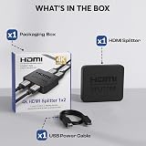 GLOBAL TECH HDMI Splitter 1 in 2 Out 4K Mirror Only Dual Display view 7