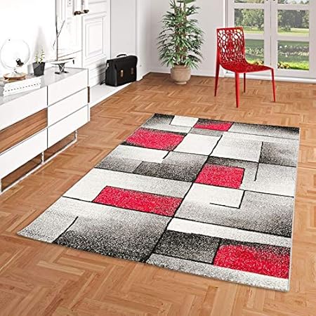 Brilliant Tapis De Designer Motif Fantasy Gris Rouge 5 Tailles Disponibles