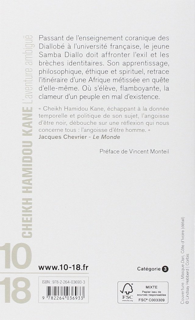 fiche de lecture de laventure ambigue fiche de lecture de laventure ambigue