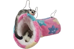 CASEETO LEFTSTARER Guinea Pig Accessories Sugar Glider Cage Accessories Hamster Rat Toys Ferret Hammock Hanging Tunnel for Small Animals （Pink-Star）