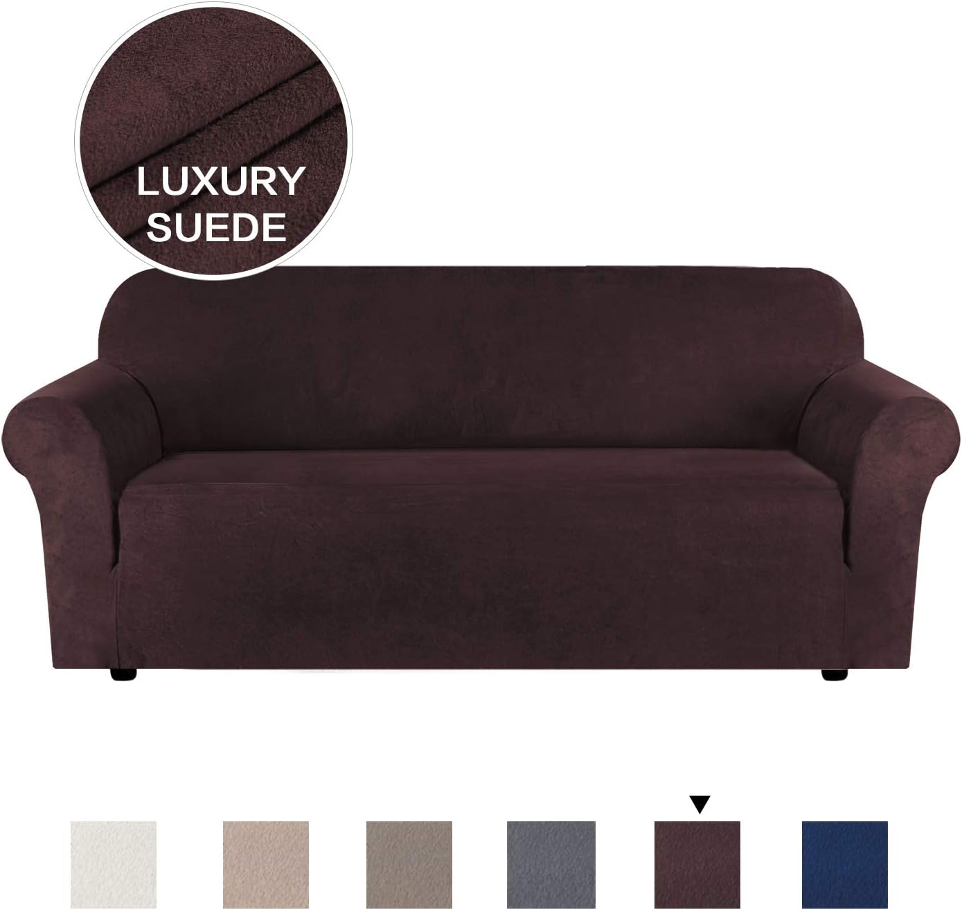 Amazon.com: H.VERSAILTEX Suede Stretch Couch Covers for 3 Cushion Couch