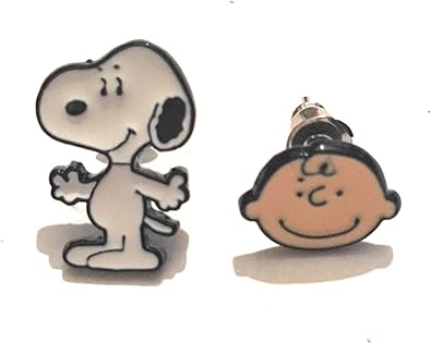Boucles Doreilles Métal Nickel Free Peanuts Snoopy Charlie