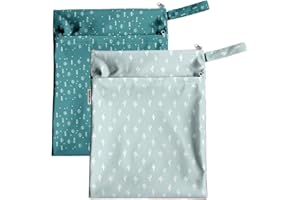 Mama Koala Waterproof Wet Dry Bags for Baby Items, Cloth Diapers, Swimsuits, Travel, Gym Clothes, Beach, Pump Parts, Toiletries, Two Zippered Pockets, 2 Pack (W017)