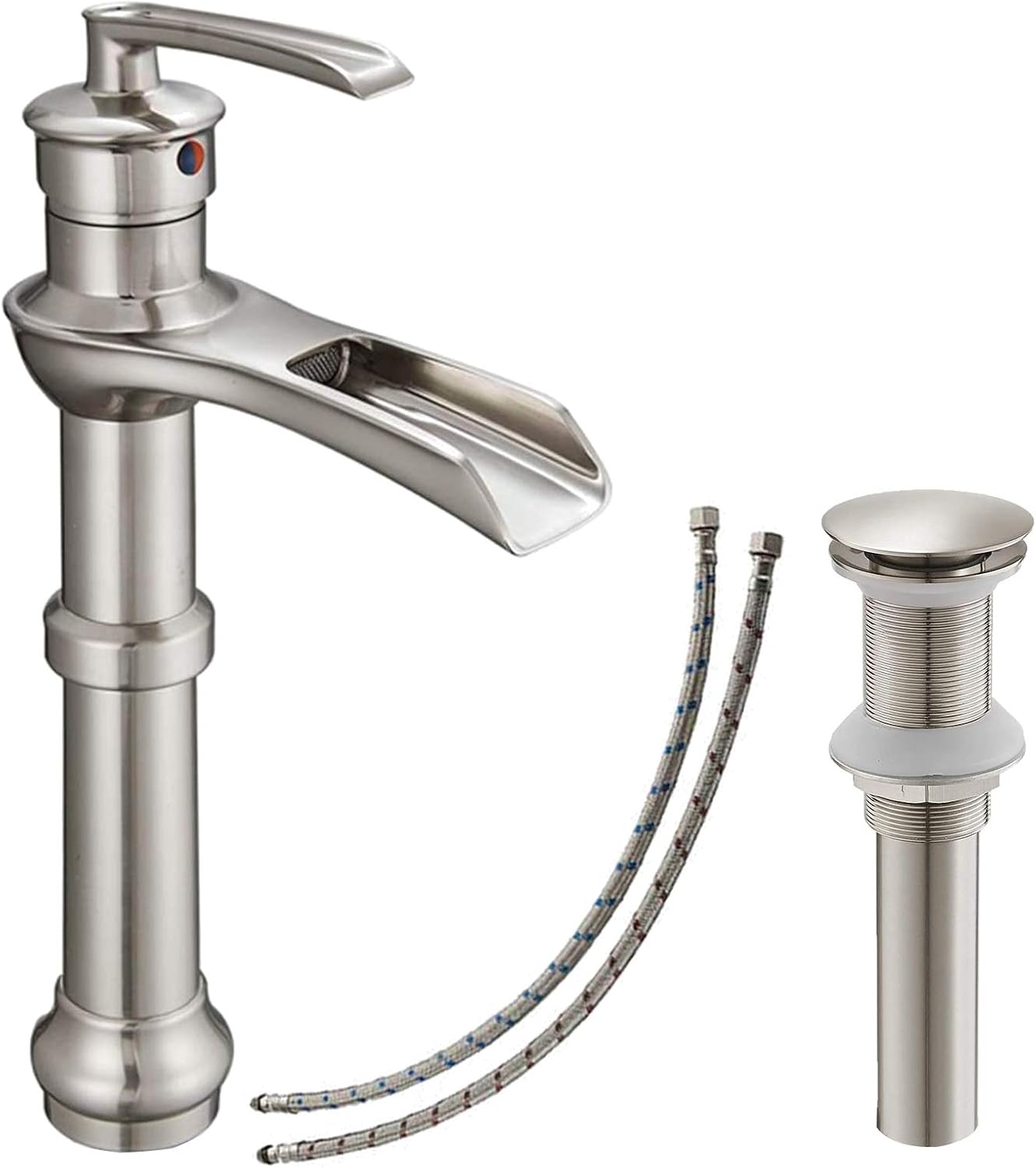 Amazoncom Bathlavish Vessel Sink Faucet Brushed Nickel Waterfall Spout Single Handle Faucets Lavatory Commercial Vanity Faucets 1 Hole Mixer Tap With Pop Up Drain Without Overflow Supply Line Lead Free Home Improvement Amazoncom Bathlavish Vessel Sink Faucet Brushed Nickel Waterfall Spout Single Handle Faucets Lavatory Commercial Vanity Faucets 1 Hole Mixer Tap With Pop Up Drain Without Overflow Supply Line Lead Free Home Improvement