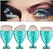 LandFox 4Pcs/Set Fish Scale Makeup Brush Fishtail Bottom Brush Powder Blush Makeup Cosmetic Brush (Blue)