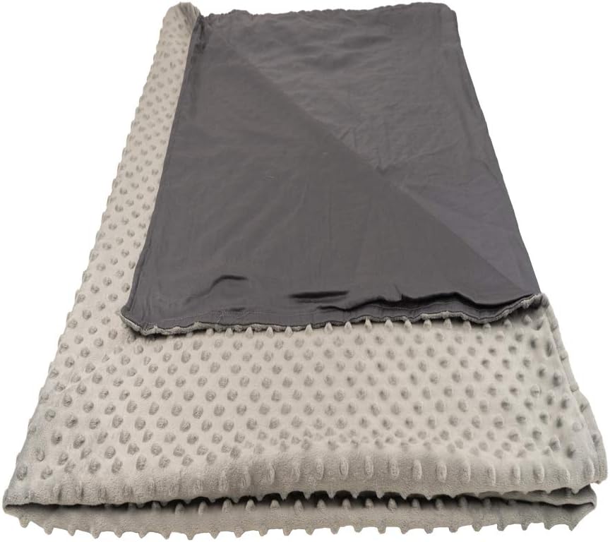 Aviano Weighted Blanket Cover 60"x80" | 2-Sided Cotton & Minky for Warm & Cool | Grey Color (Cover ONLY) | Fits 60 x 80 Inch Weighted Blankets
