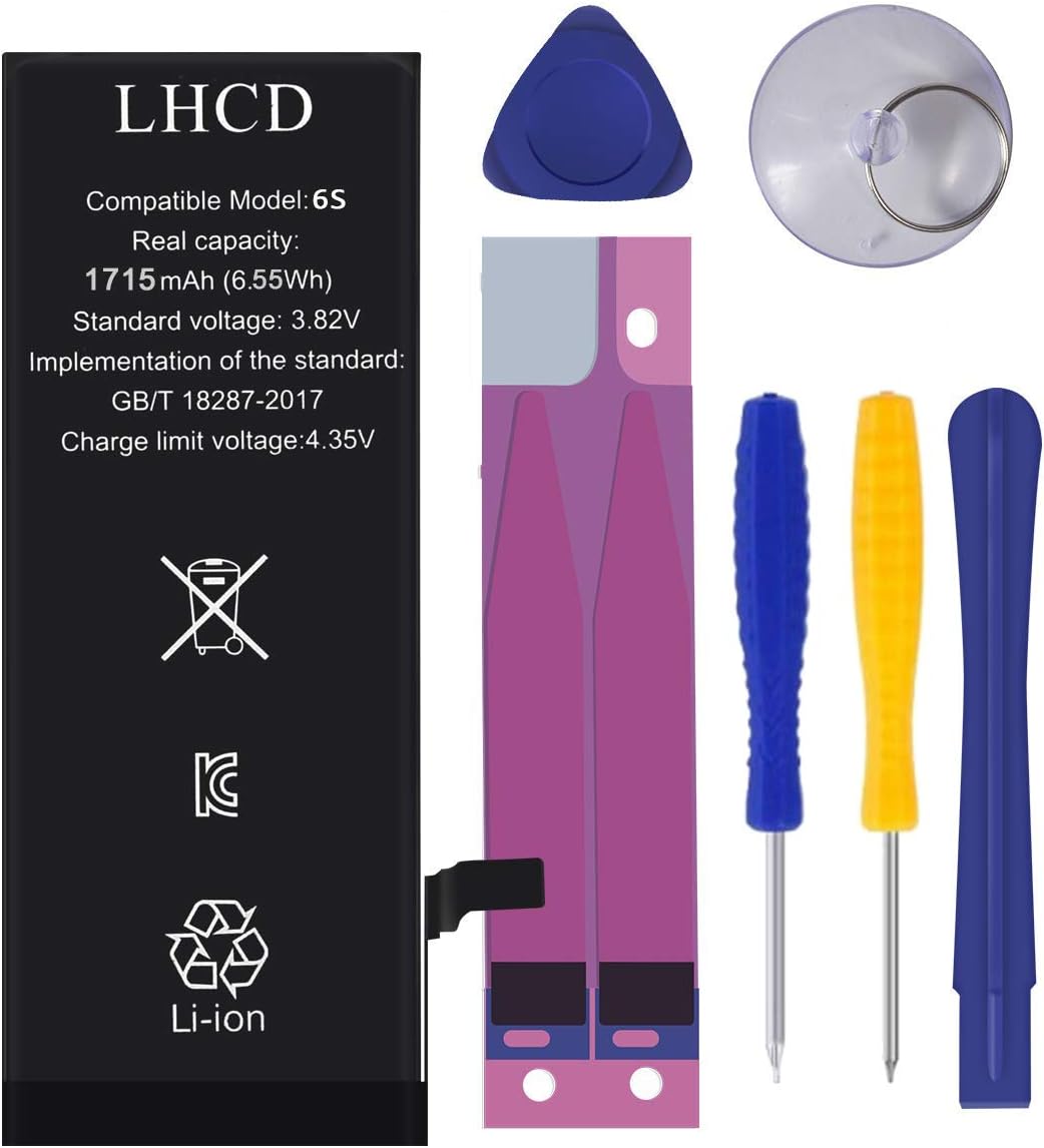 LHCD Battery for iPhone 6s, Original 1715mAh Li-Polymer Replacement Battery, with Professional Tool kit and Instructions - 24 Months Service