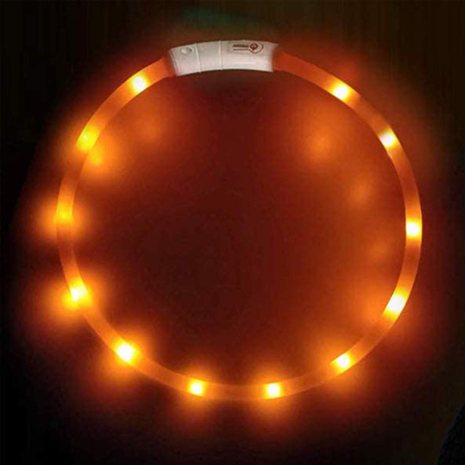 Ewolee LED Dog Collar, USB Rechargeable, 3 Light Modes, Adjustable Size, Improves Pet Visibility & Safety, Fits Small to Large Dogs & Cats (Orange)