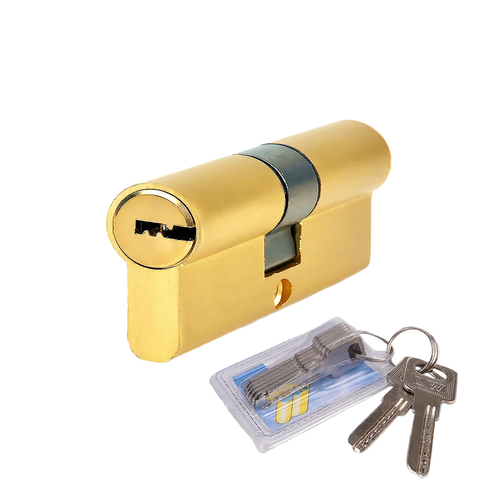 HNJKJEU Euro Brass Cylinder Lock, Pin Tumbler, 45/45 (90 mm), Gold