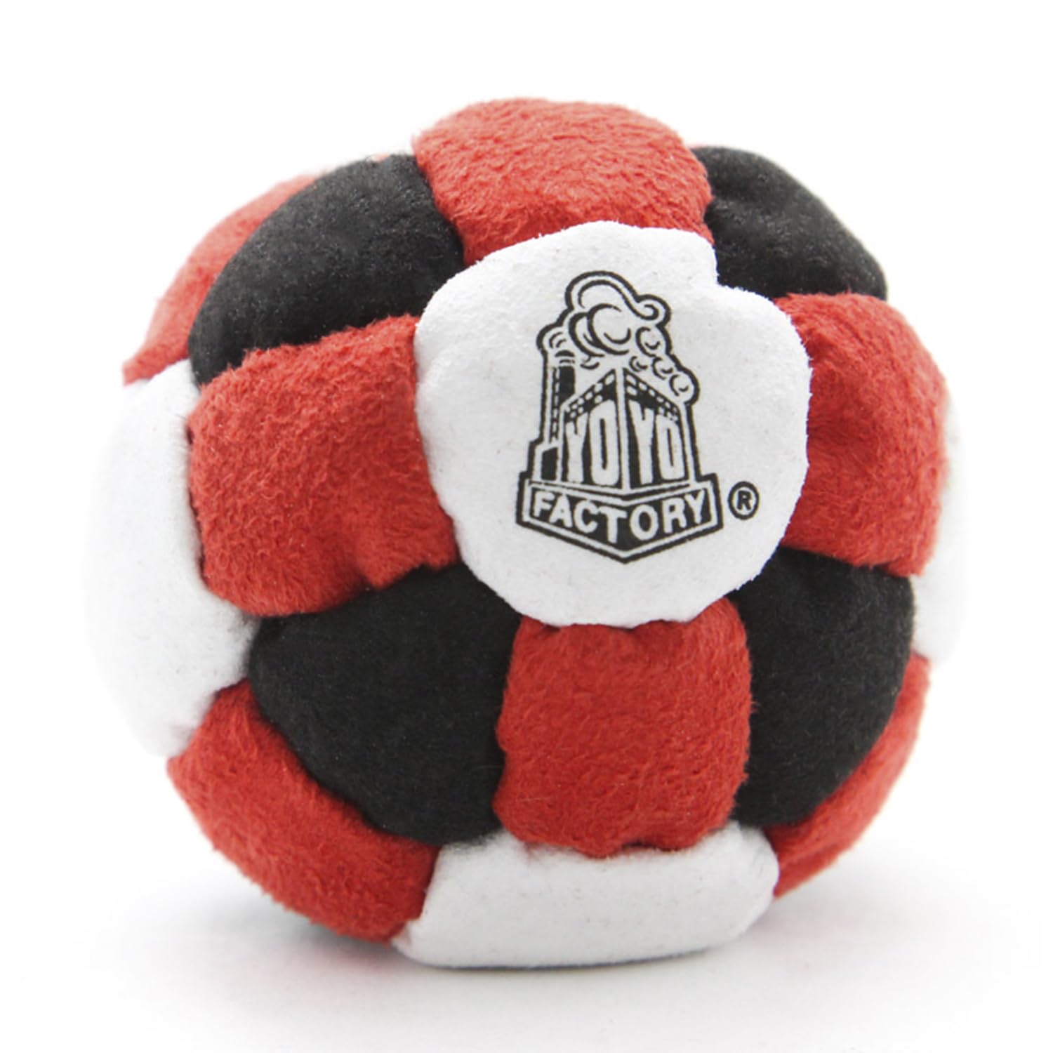 YOYO FACTORY Footbag – Hacky Sack Ball for Tricks, Freestyle & Casual HackySack Play | Classic Foot Bag Toy for All Ages - Red/Black
