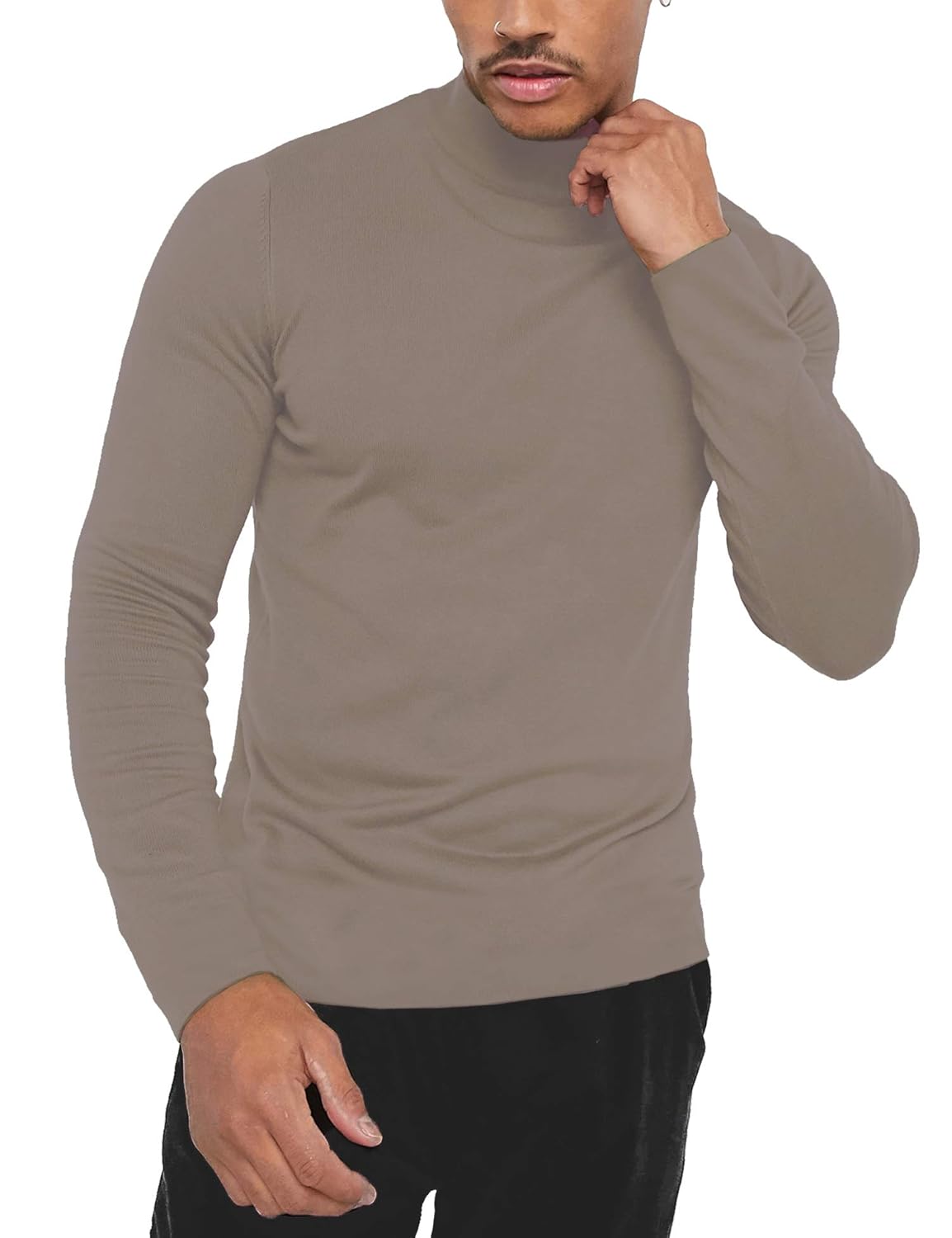 KINGBEGA Men Mock Turtleneck Sweater Mock Turtleneck Sweater Mens Long