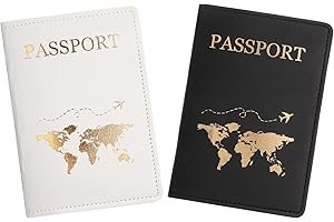 NHALESBG 2 Pcs Passport Holder, PU Leather Passport Cover, Travel Wallet Case Organiser for Passport, Ticket Card, Boarding P