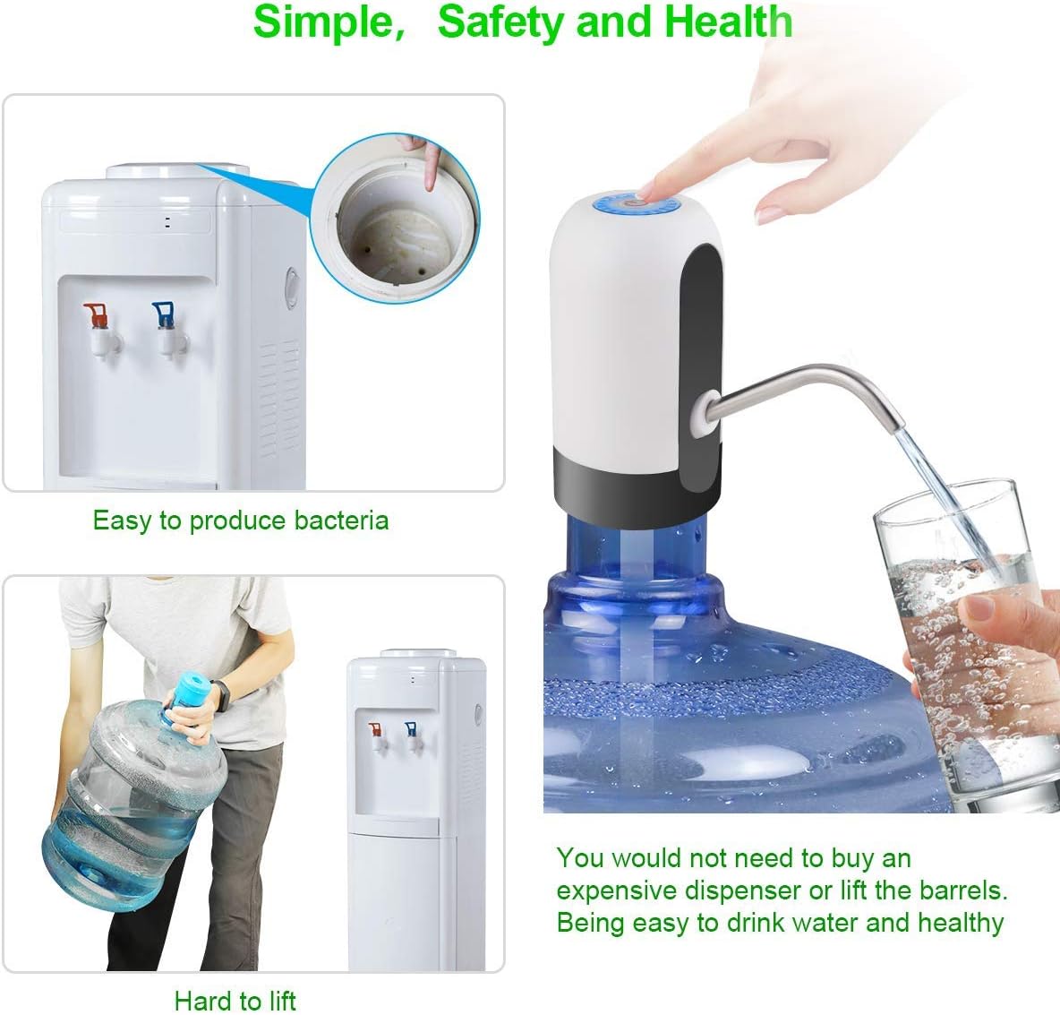 Erogatore di acqua portatile USB ricaricabile elettrico pompa automatica acqua s