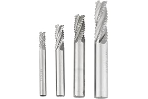 HSS Roughing End Mill Set, 4 Flutes, High Speed Steel, M6/M8/M10/M12, 4 Pieces, CNC Router Bit Milling Cutter