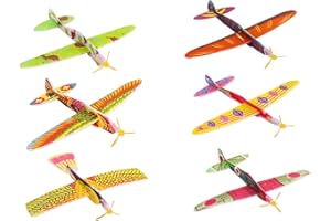 12 Pack Foam Glider Planes - 7.48 Inch Bomber Airplane Toys for Kids - Birthday Party Favors, Classroom Prizes, Outdoor Flyin