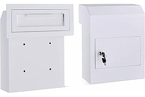 flybold Through-the-Door Locking Key Drop Box Heavy Duty Rainproof Door Mail Slot Drop Boxes for Business with Tubular Lock Keys Baffle Prevents Money Fishing Dropbox Slots for Doors Keys Rent Deposit