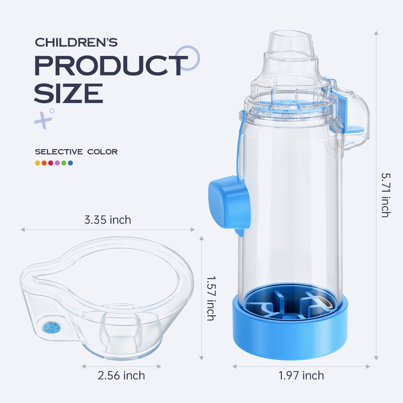 Handheld Inhaler Spacer for Infants, Children, and Adults - Anti-Static - Portable Design for Home, School, and Travel - Soft Silicone Mask - Nessi OTC Spacer - Easy to Clean (Blue Kids)