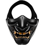 Aoutacc Airsoft Half Face Masks, Evil Demon Monster Kabuki Samurai Hannya Oni Half Face Protective Masks Masquerade Ball, Par