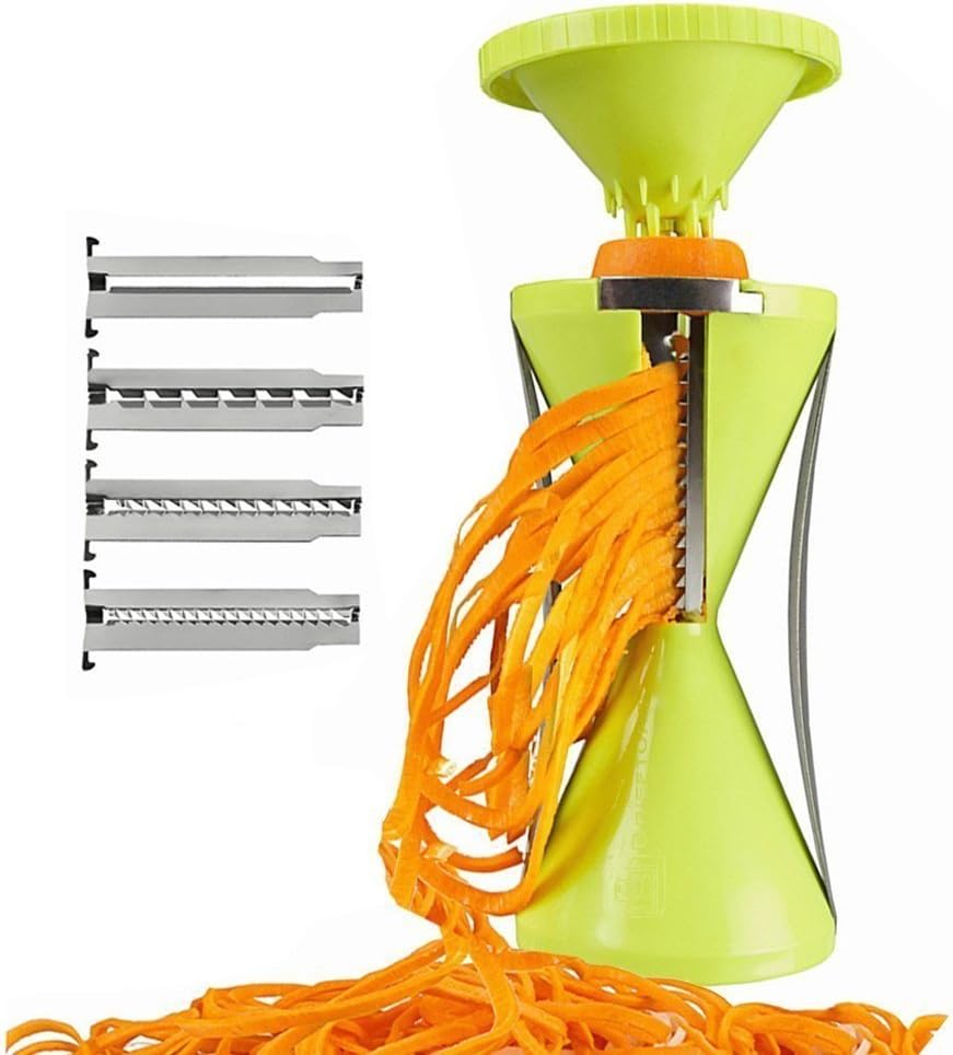 Spiral vegetable slicing and shredding machine