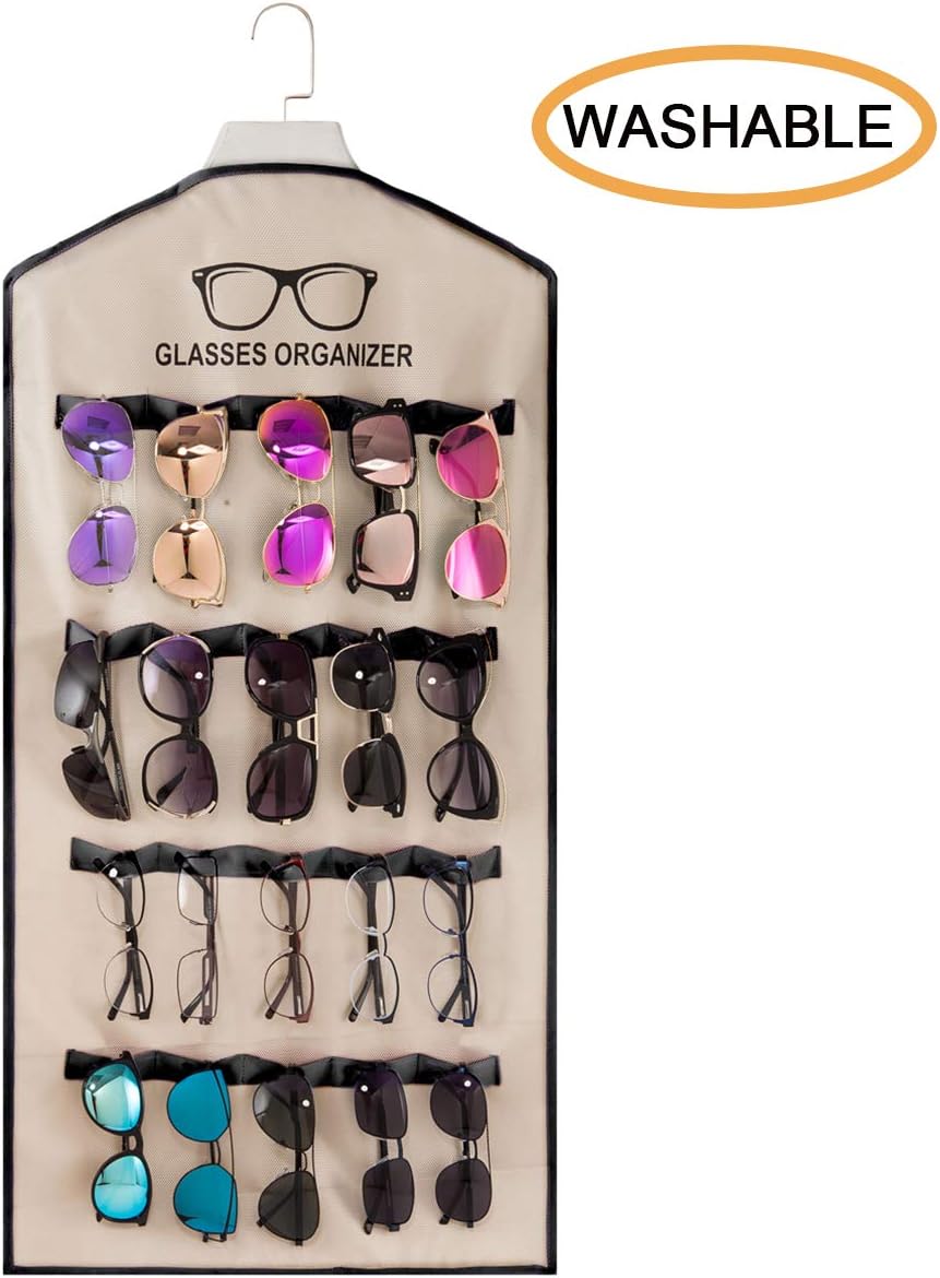 TRIUMPH VISION Sunglasses Case Wall Mount Glasses Organizer Storage, Sun Glasses Holder Rack Washable Hanging Sunglasses Display Storage Glasses Durable Oxford Material