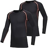 AYESZEQ 2 Pack Youth Boys & Girls Long Sleeve Compression Shirts Sports Base Layer for Kids Cold Gear