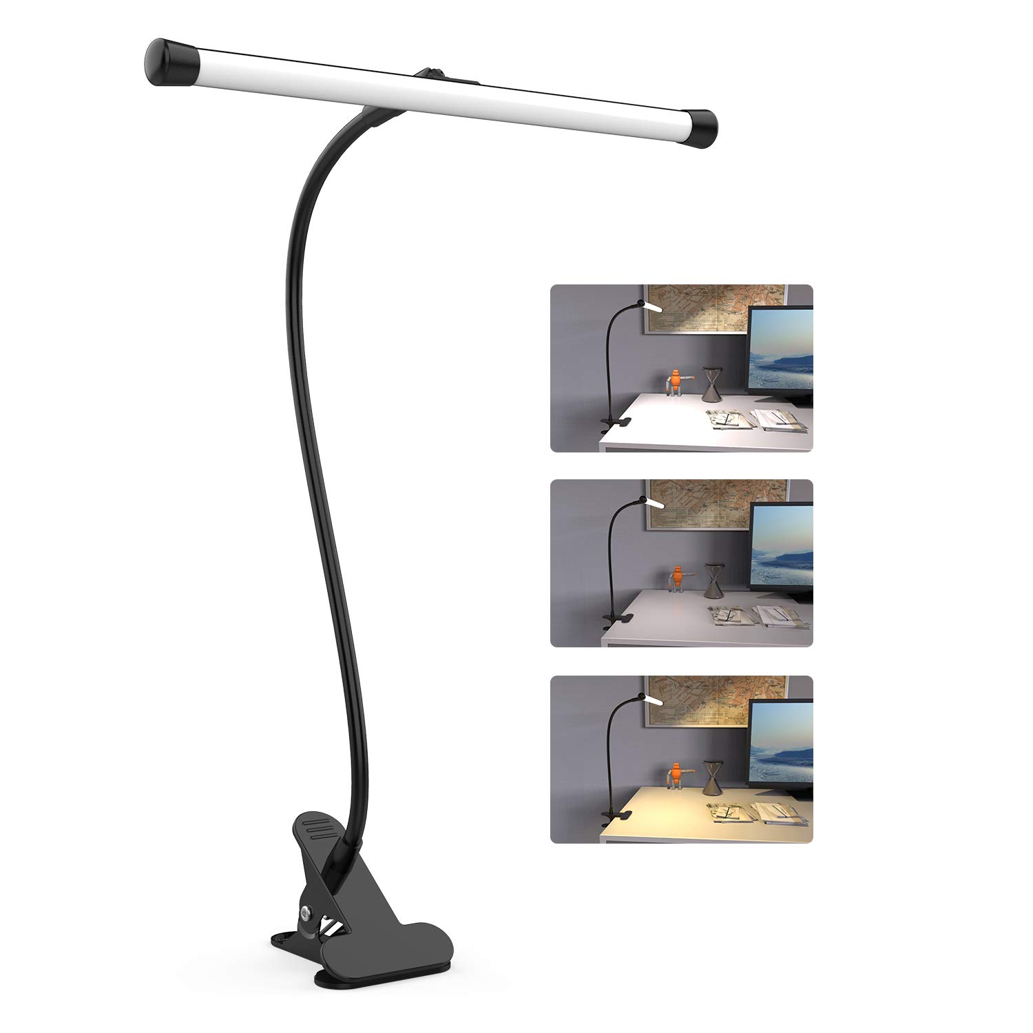 Photo 1 of YOUKOYI LED Desk Lamp with Clamp, Flexible Gooseneck Arm Drafting Table Lamp, 10 Brightness Levels, 3 Color Modes, Can be Power by USB, 5W for Headboard, Workbench, Studio, Bedside Reading - Black