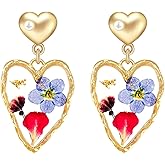 Personalized Handmade Wildflower Earrings Pressed Resin Dry Flowers Gold Teardrop Earrings Drop Dangle Earring For Women Gift for Woman