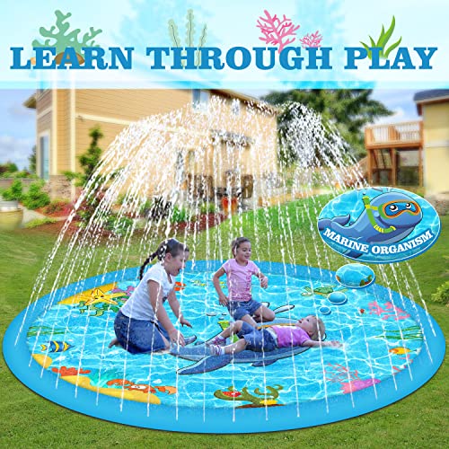 Splash Pad for Kids and Dog, 68'' Sprinkler for Kids Outdoor Water Toys