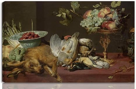Amazon Co Jp Frans Snyders 伸びた ジクレー キャンバスに印刷 有名な絵画 美術品 ポスター 再生 壁の装飾 ハングする準備ができて 小さなゲームと果物のある静物 Nk ホーム キッチン
