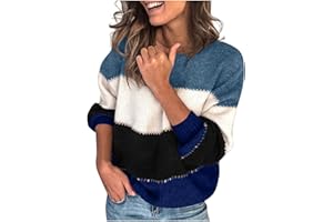 GENERIC Knit Sweater for Women Blouses for Women Women's Long Sleeve Casual Trendy Oversized Turtleneck Knit Pullover Sweater Tops