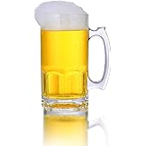 TYQG 34 oz / 1L Beer Glasses, Freezable Heavy Base Stein Mugs, Extra Large wide Mouth Glass Mugs with Handles, Beer Drinking Mug for Parties, Sporting Events, Outdoor Activities and Bars