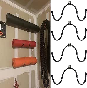 4x Esterilla de yoga de pared con soporte de espuma y toallero Esterilla de almacenamiento para yoga y barras,estante de ejercicios para colgar para ...