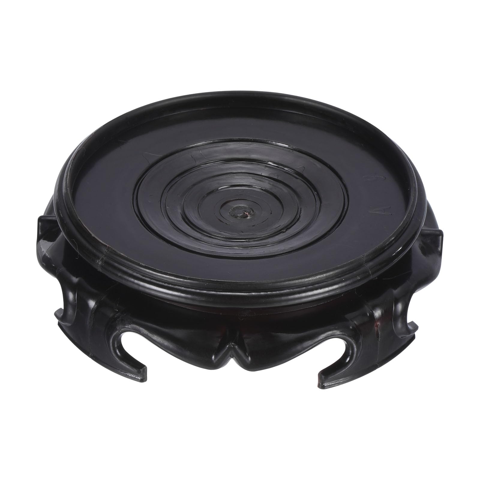 PATIKIL Planter Display Stand, 4 Inch Dia Plastic Round Bonsai Base Imitation Wood Style Stand Home Decor Display for Table Lamp Teapot Base, Black