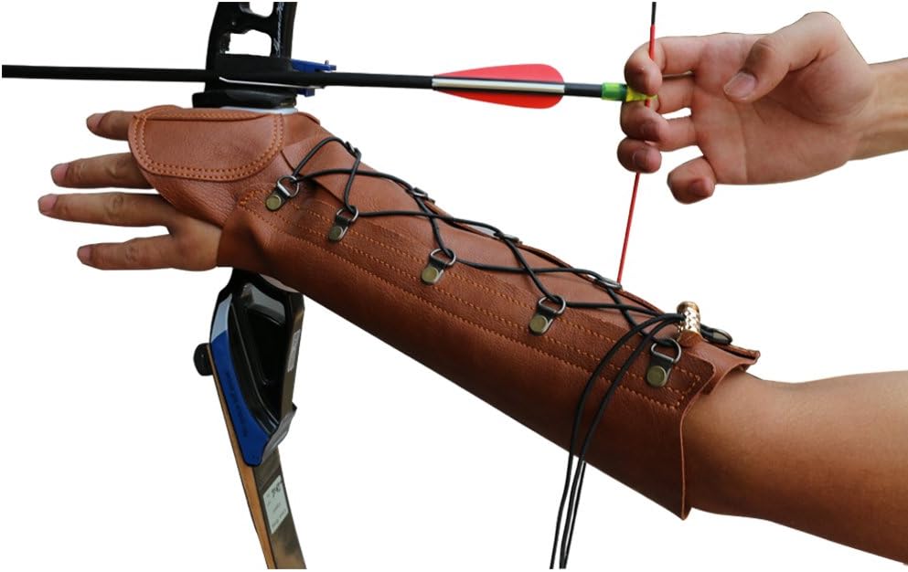 Nachvorn Handmade Leather Arm Guard Bow Hand Shooting Glove Brown : Sports & Outdoors