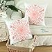 CaliTime Pack of 2 Cozy Fleece Throw Pillow Cases Covers for Couch Bed Sofa Vintage Mandala Snowflake Floral 18 X 18 Inches Peach Pink