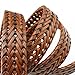 T-PERFECT LIFE Women's Trendy Retro Leather Braided Belt with Bronze Buckle