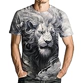 RASBCTK Lion Tshirt for Men 3D Printed Shirt Novelty Animal Lion Graphic T-Shirts Mens Tee Tops
