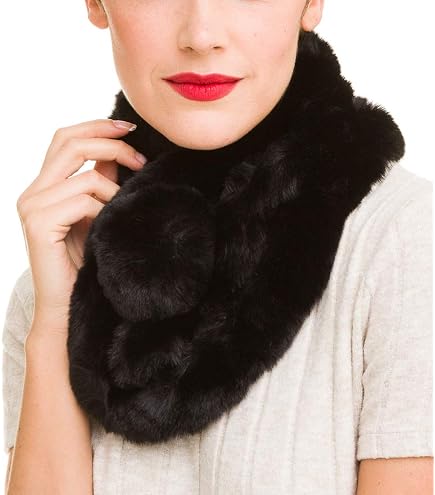 ✨ Juhe2018cw Fur Headband Women Black Rabbit Winter Neck Warmer Scarf Muffler yUhe2018Cw Yu He Rabbit Fur Headband - Winter Knit Neck  main image 2