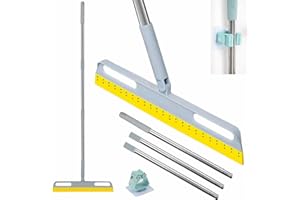 Wonglea Multifunction Magic Broom- Rubber Floor Squeegee,Squeeze Silicone Broom,3-in-1 Adjustable Indoor Broom Sweeper,Pet Hair Remover,Scraping Broom for Bathroom,Window, Kitchen, Tile Cleaning