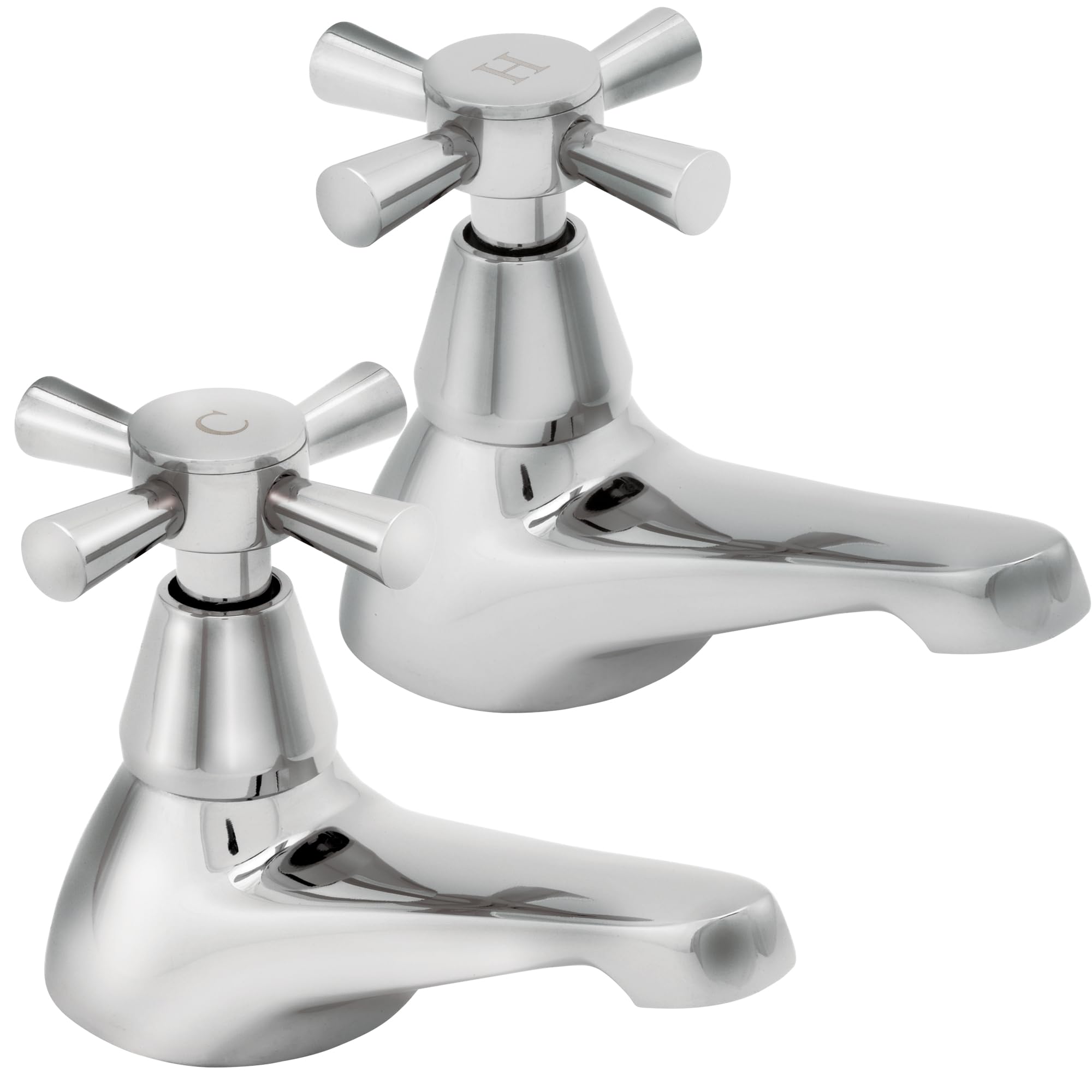 Deva Milan 102 Bath Taps Cross Handle with Chrome Finish - Modern Hot & Cold Easy Use Handles Silver - Pair - Set of 2 Bathroom Tub Filler Faucets - 12 Year Warranty
