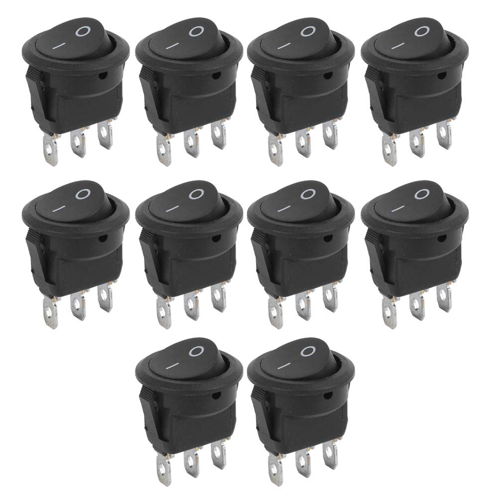 Candeon Rocker Switch - 10pcs 23mm 3Pin 2?Position Round Boat Mini ON?Off Round Rocker Switch Black Rocker Toggle Switch