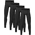 4 or 3 Pack Youth Boys' Compression Leggings Tights Athletic Pants Sports Base Layer for Kids Cold Gear