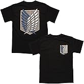Ripple Junction Attack on Titan Men's Short Sleeve T-Shirt Front & Back Graphic Survey Corps Emblem Officially Licensed