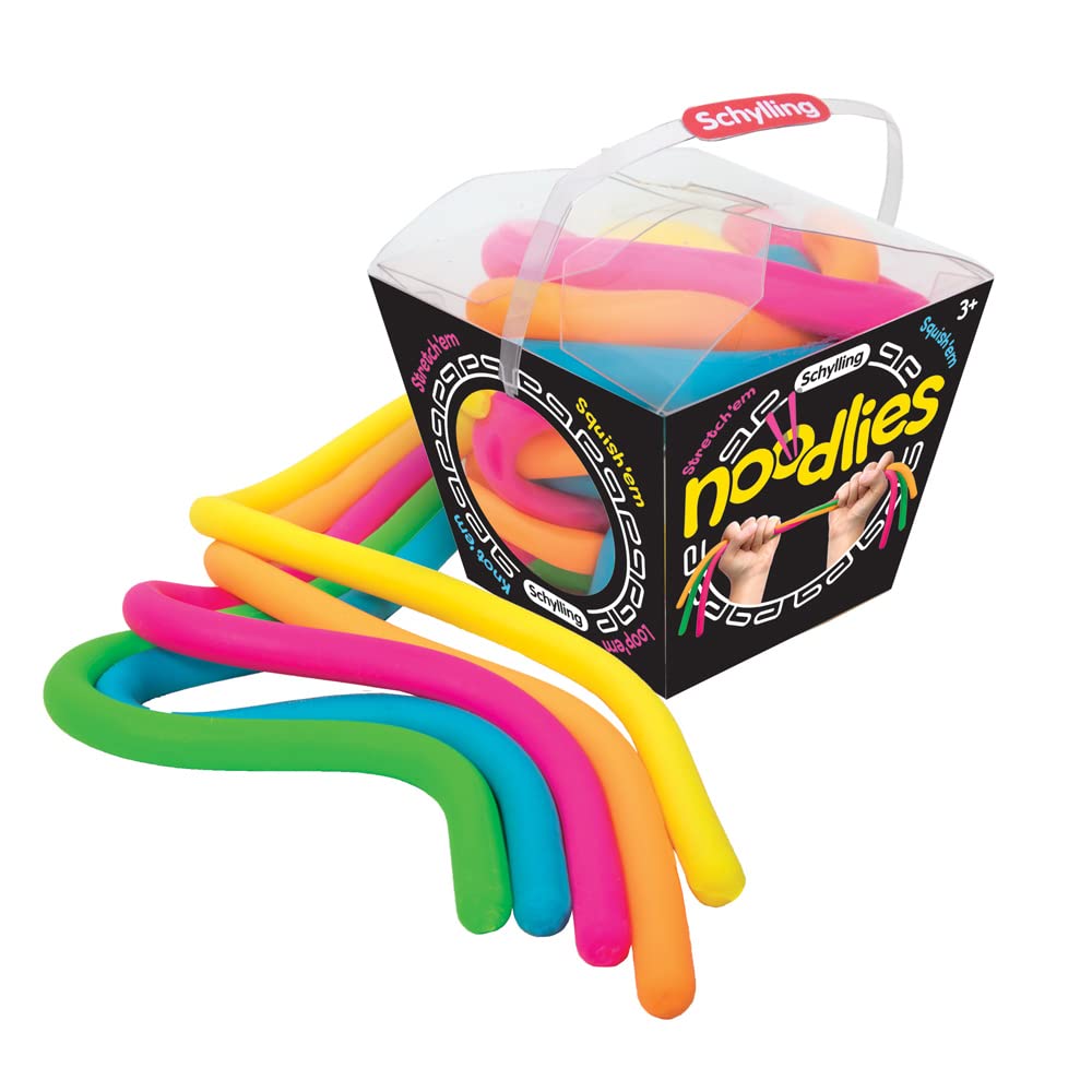 Schylling NeeDoh Noodlies - Sensory Squeeze Toy - Contains 5 Stretchy Noodles - 14" Long - Multicolored (Pack of 1)