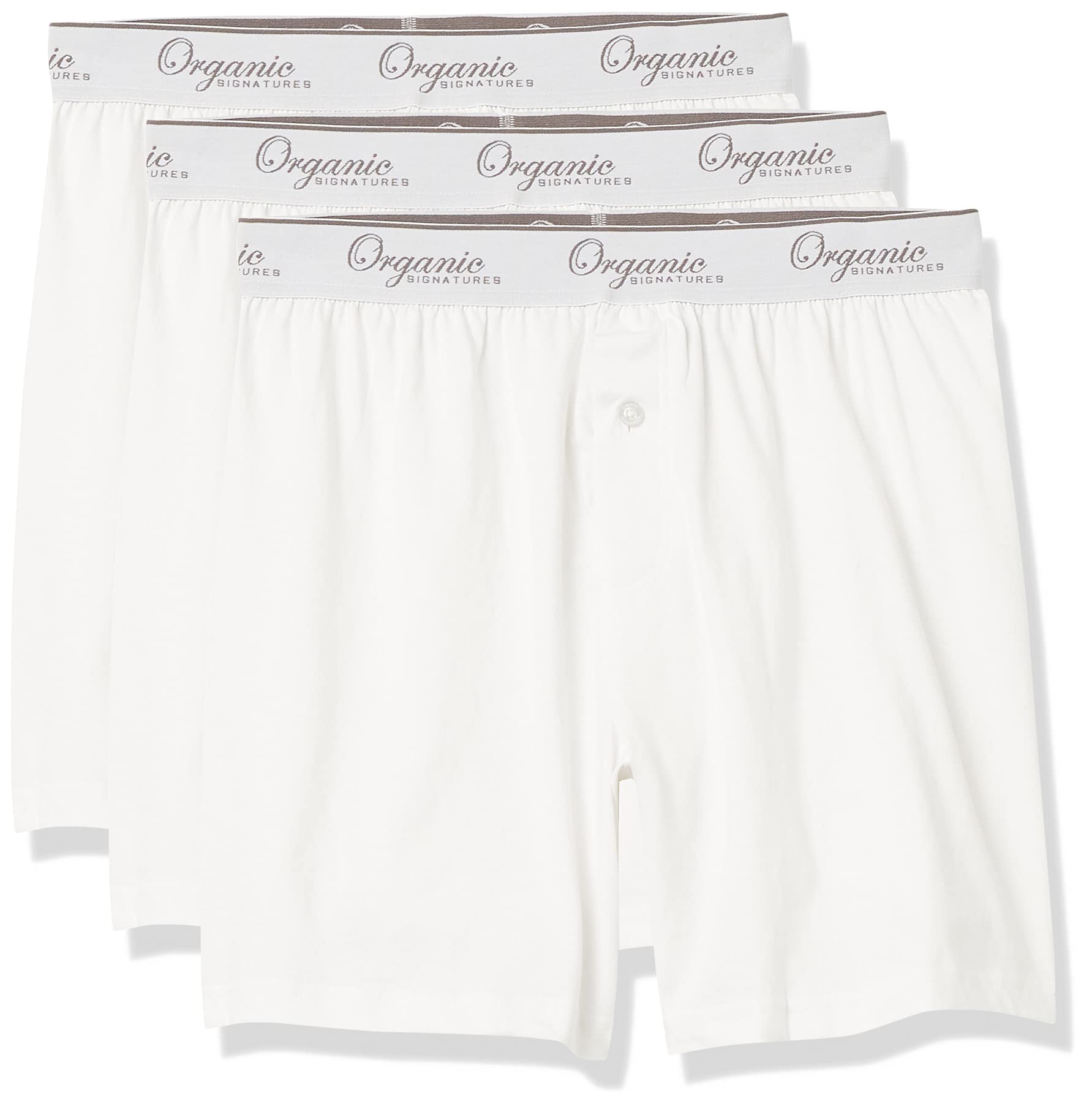 Photo 1 of Organic Signatures Men's Boxers 100% Organic Cotton, Soft Boxers for Men, 3-Pack (Size X-Large, White)