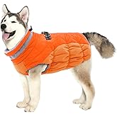 Lelepet Dog Coat Warm Dog Winter Coat Waterproof Dogs Jacket with Harness Built in Reflective Pet Fleece Vest Zip-Up Cold Weather Coats for Large Dogs Turtleneck Windproof Coats Boxer Blaze Orange XL