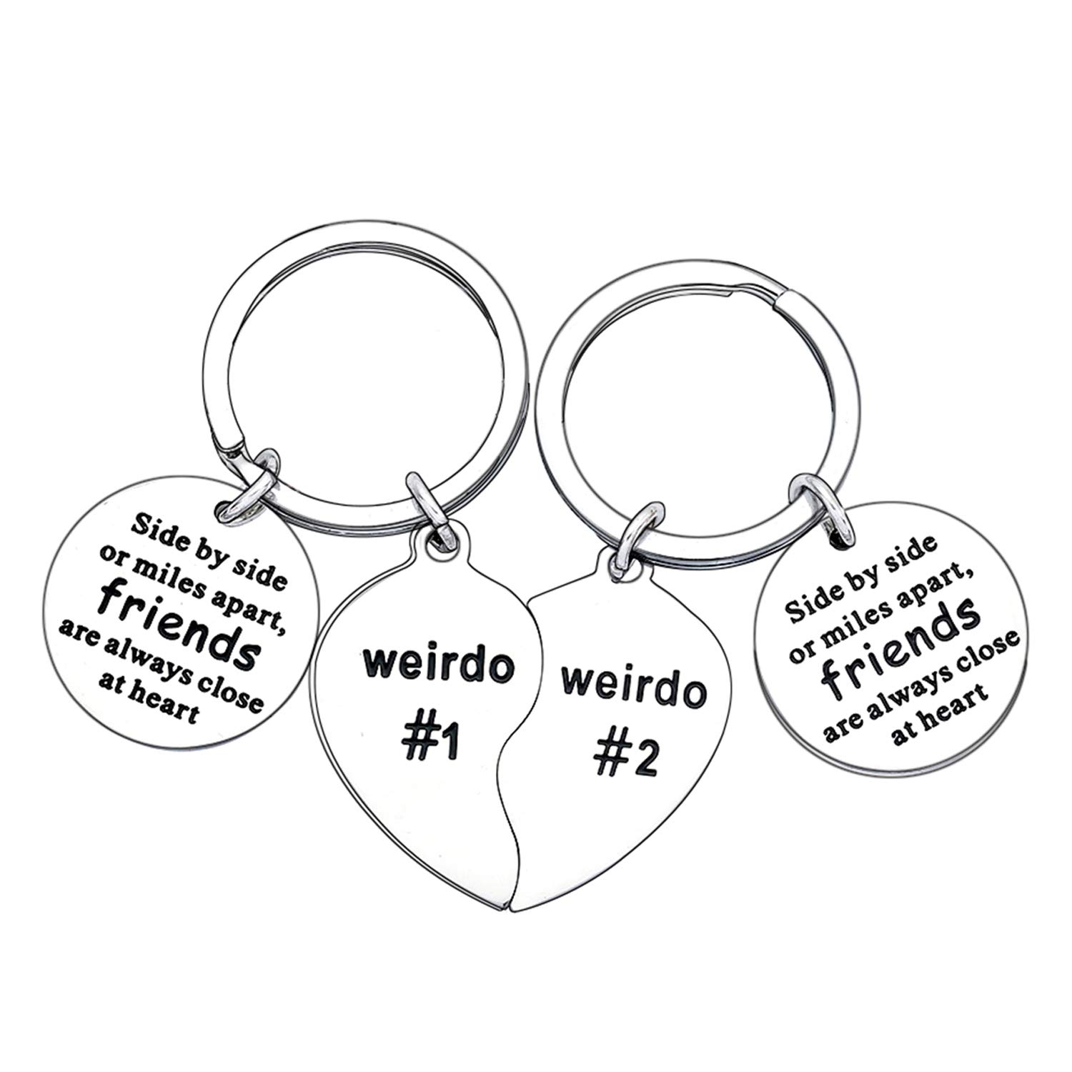 Waeceip 2PCs Weirdo 1 And Weirdo 2 keyring Friendship Gifts Best Friends Gifts For 2 Keychain Set Gifts For Friends Long Distance Gifts Jewellery (2PCs Weirdo #1#2 Style1)
