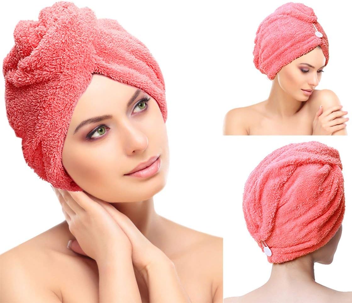 Vmoni Cotton Super Absorbent Quick Dry Head Wrap Turbie Towel for Women (Random Color)